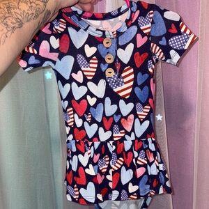 Patriotic Heart Print posh peanut twirl dress 3-6 months
